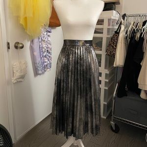 silver metallic maxi skirt